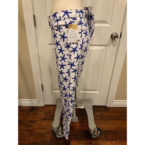 Kate Spade  Broome Street White w/ Blue Starfish Ankle Jeans, Size 31 - Picture 4 of 9